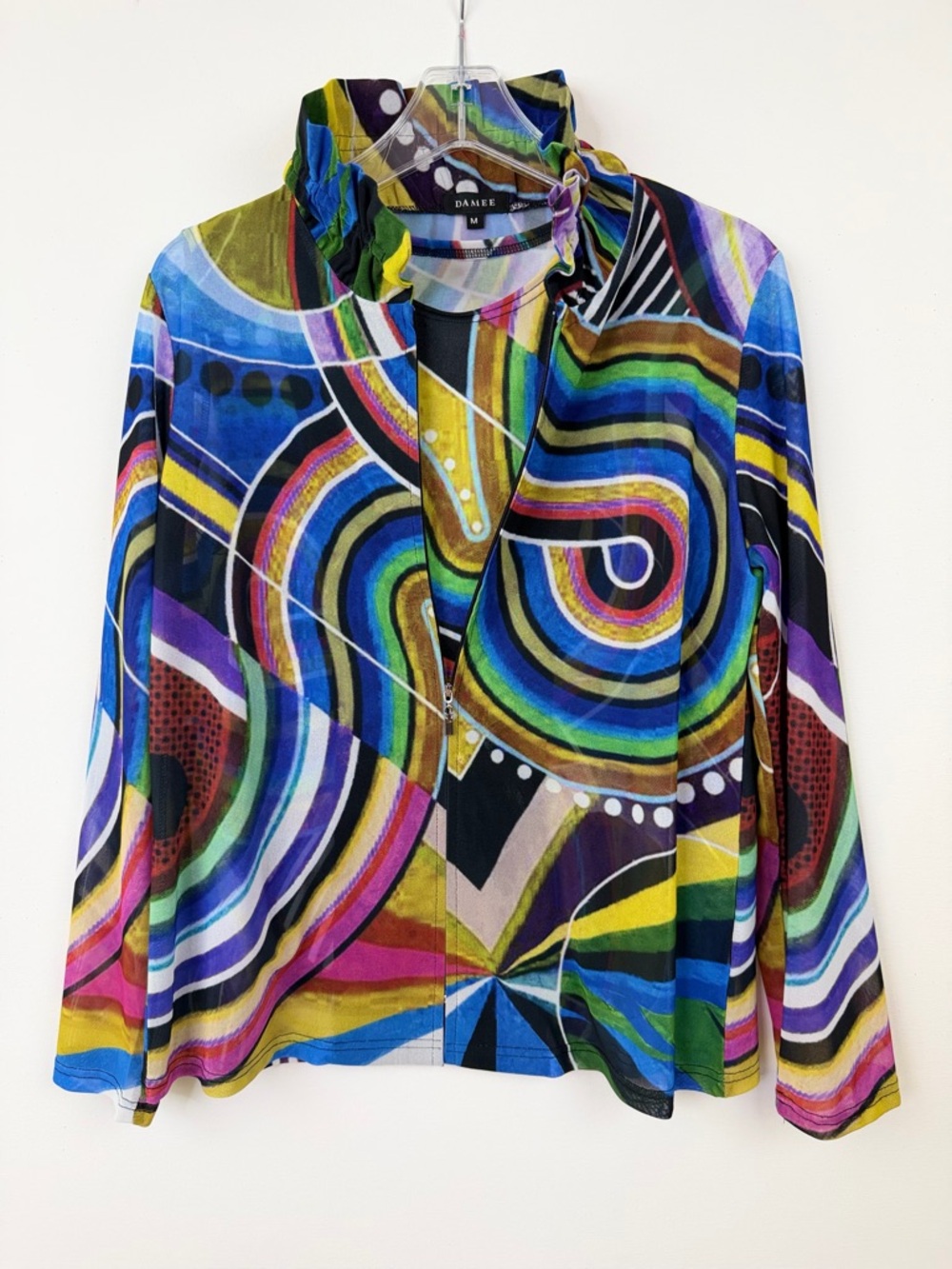 DAMEE Statement Artsy Bold Abstract Mesh Full Zip Jacket w/ Tank MEDIUM (2pcs)